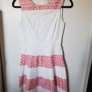 Pink and white linen dress